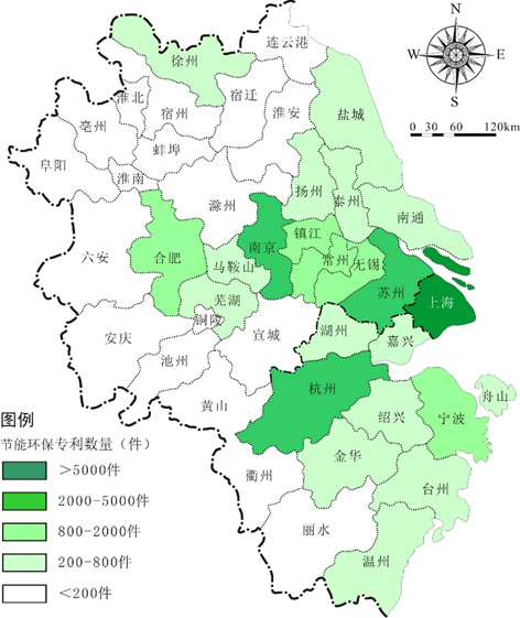 图1. 长三角地区节能环保产业专利产出数量（1985-2018年）。