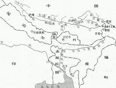 雅鲁藏布江水系示意图