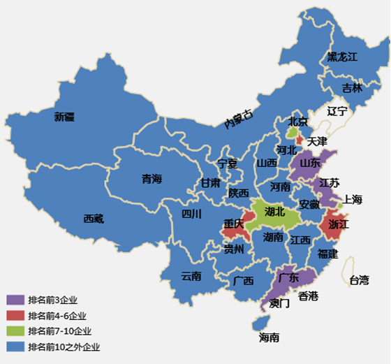 環保企業城市分佈廣