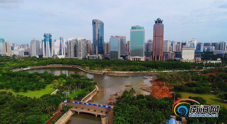 瞰海南 航拍生态修复中的海口万绿园