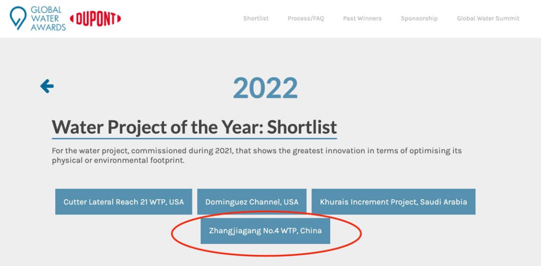 中国唯一！金科环境市政供水项目入围GWI “2022全球水奖”
